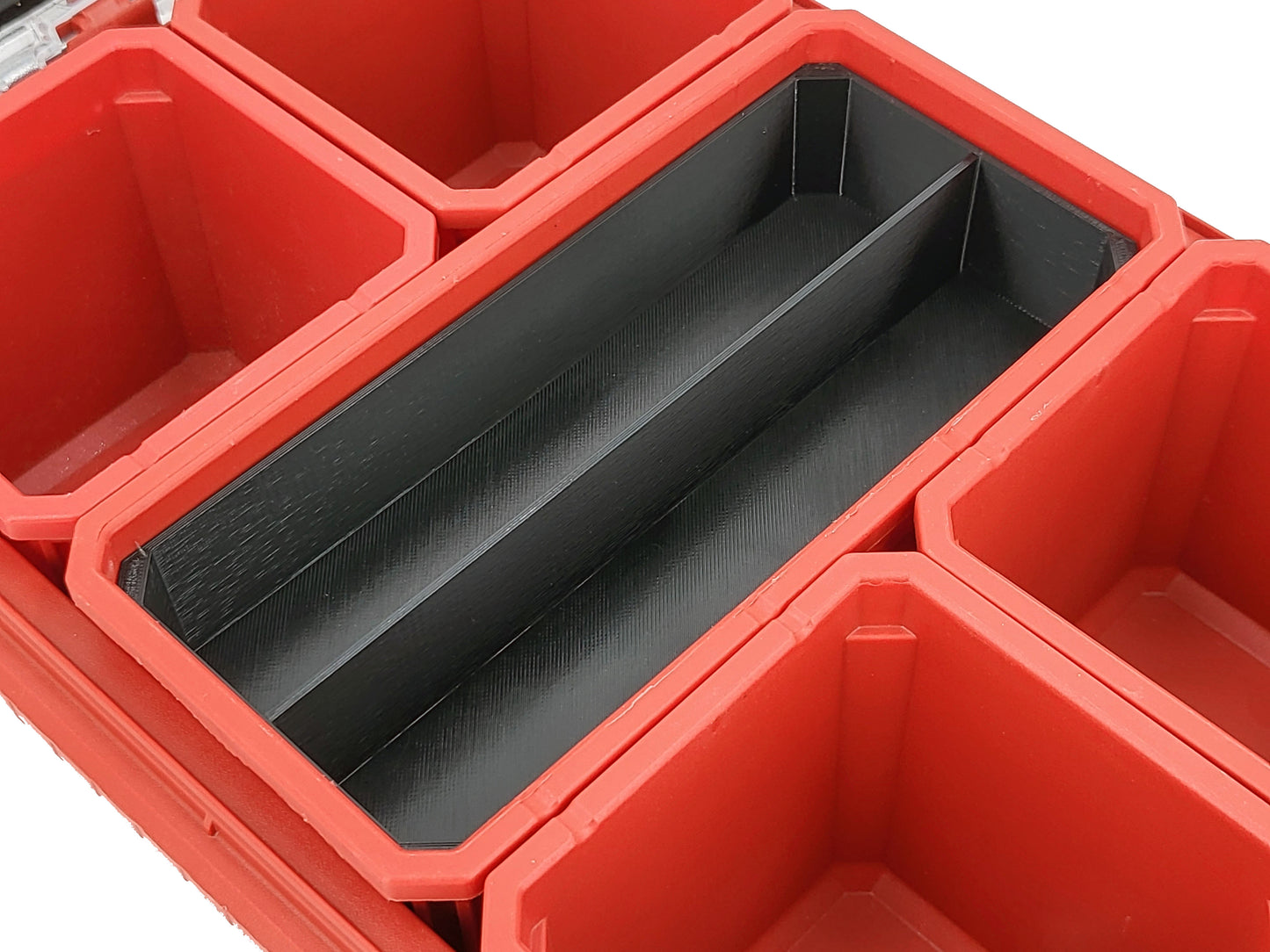 Milwaukee Packout Compact Organizer Compatible Long Nesting Bin Top and Bottom Set - Black