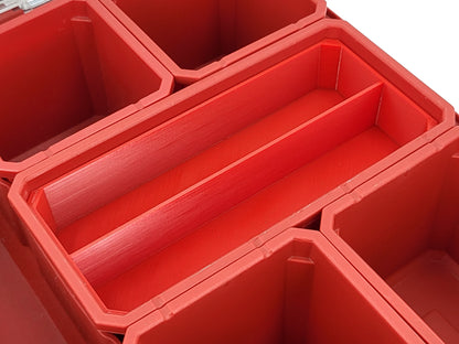 Milwaukee Packout Organizer Compatible 3rd Height Long Nesting Bins - Red