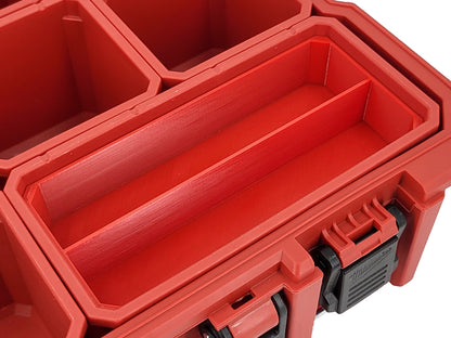 Milwaukee Jobsite Organizer Compatible 3rd Height Long Nesting Bins - Red