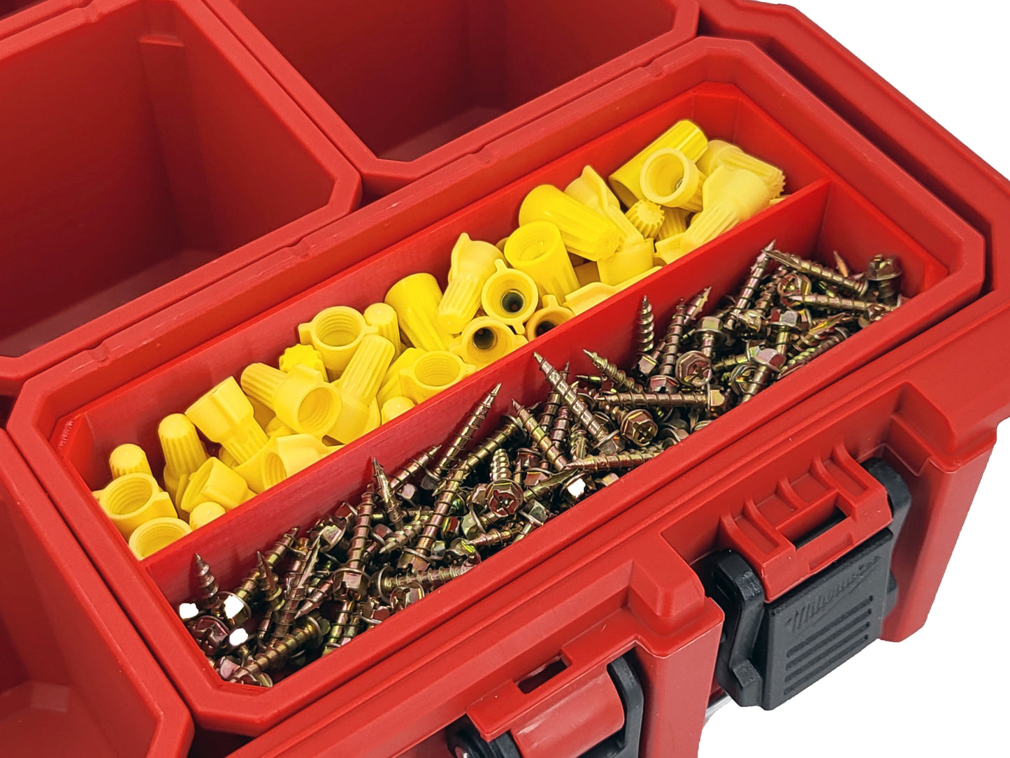 Milwaukee Jobsite Organizer Compatible 3rd Height Long Nesting Bins - Red