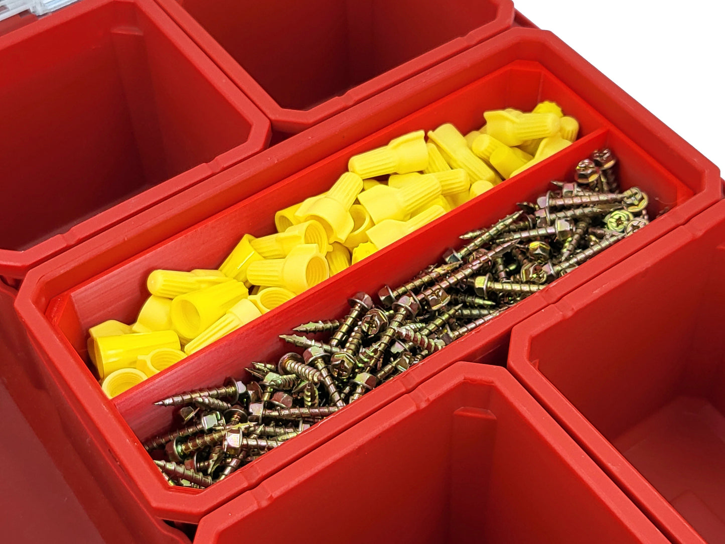 Milwaukee Packout Organizer Compatible 3rd Height Long Nesting Bins - Red