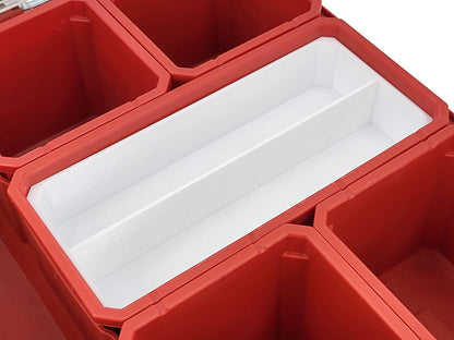 Milwaukee Packout Organizer Compatible 3rd Height Long Nesting Bins - White