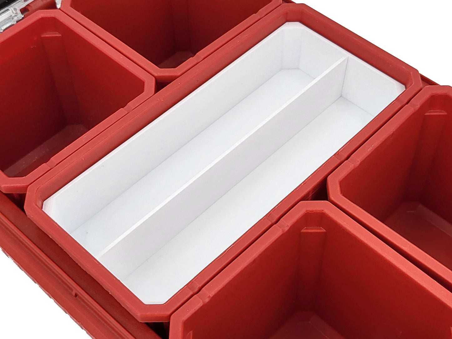 Milwaukee Packout Compact Organizer Compatible Long Nesting Bin Top and Bottom Set - White