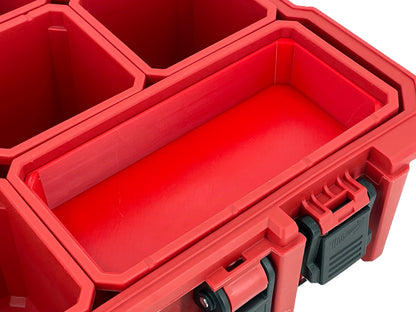 Milwaukee Jobsite Organizer Compatible Long Nesting Bin Top and Bottom Set - Red