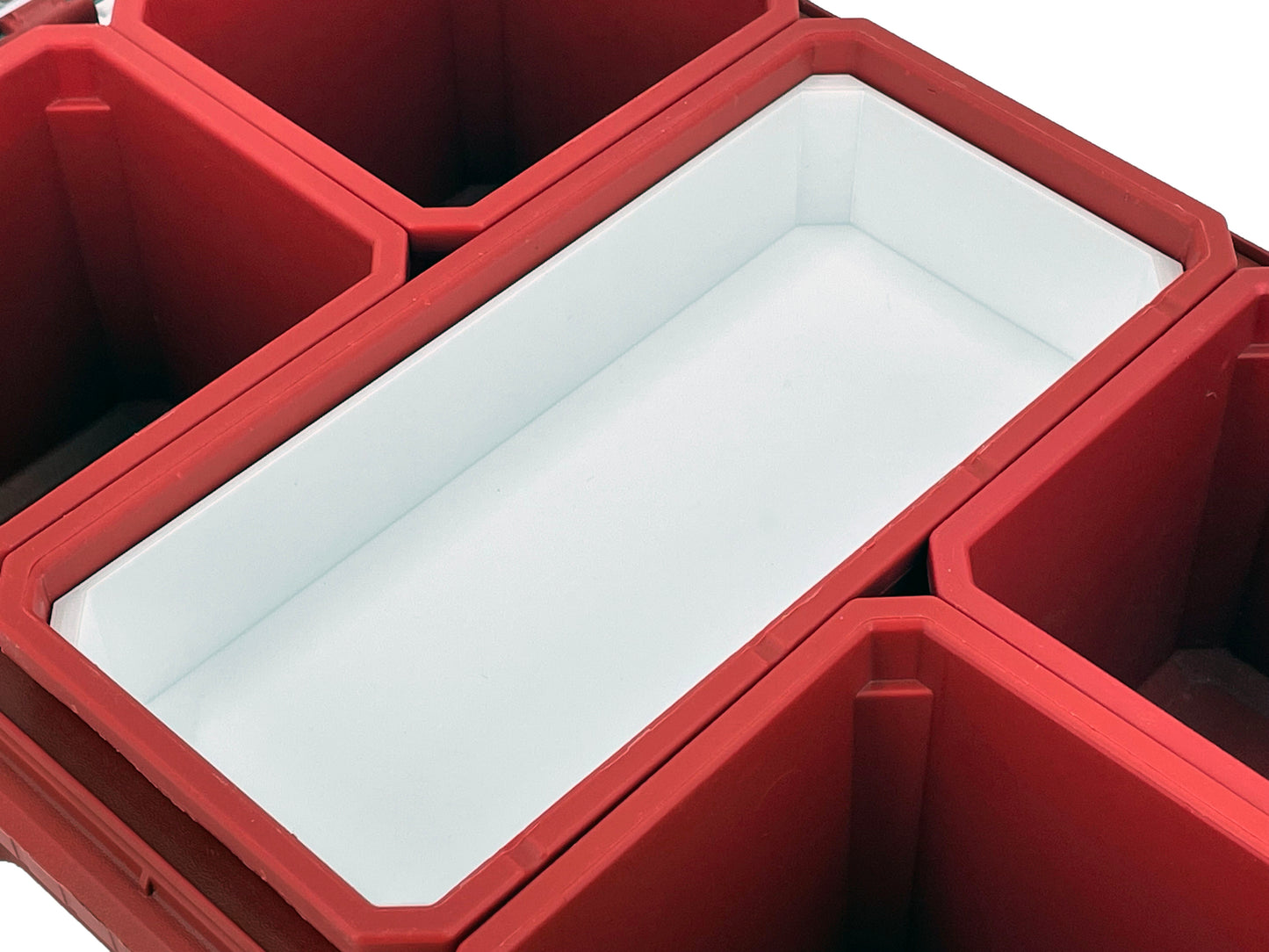 Milwaukee Packout Compact Organizer Compatible Long Nesting Bin Top and Bottom Set - White