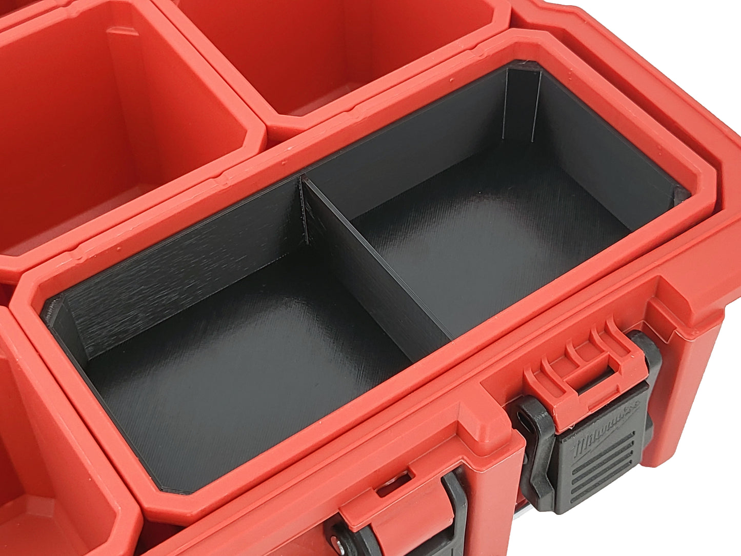 Milwaukee Jobsite Organizer Compatible Long Nesting Bin Top and Bottom Set - Black