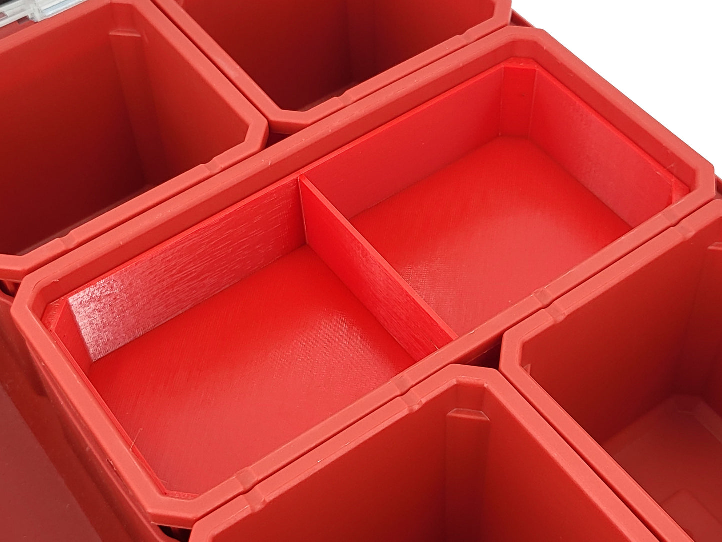 Milwaukee Packout Organizer Compatible 3rd Height Long Nesting Bins - Red