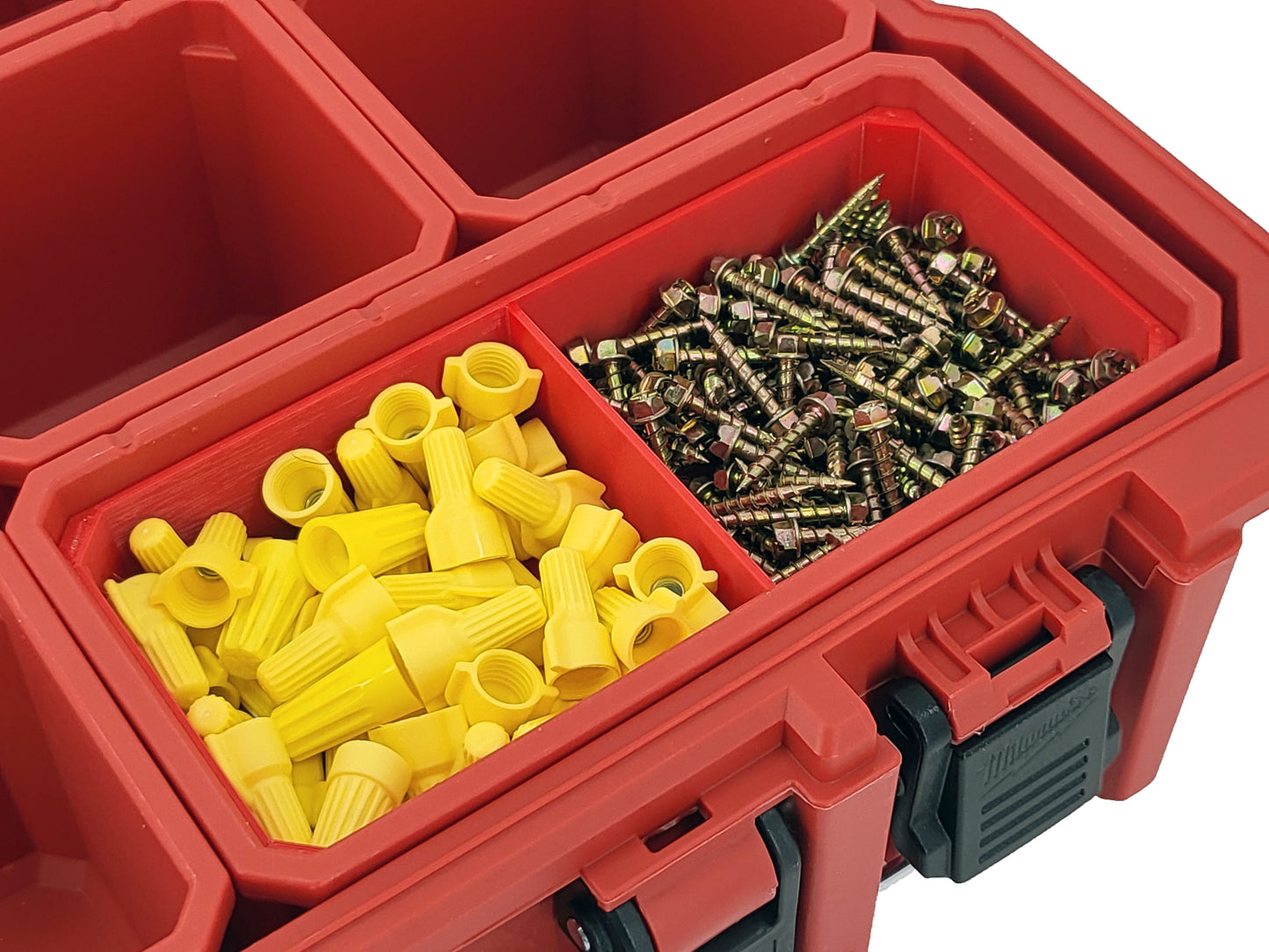 Milwaukee Jobsite Organizer Compatible Long Nesting Bin Top and Bottom Set - Red