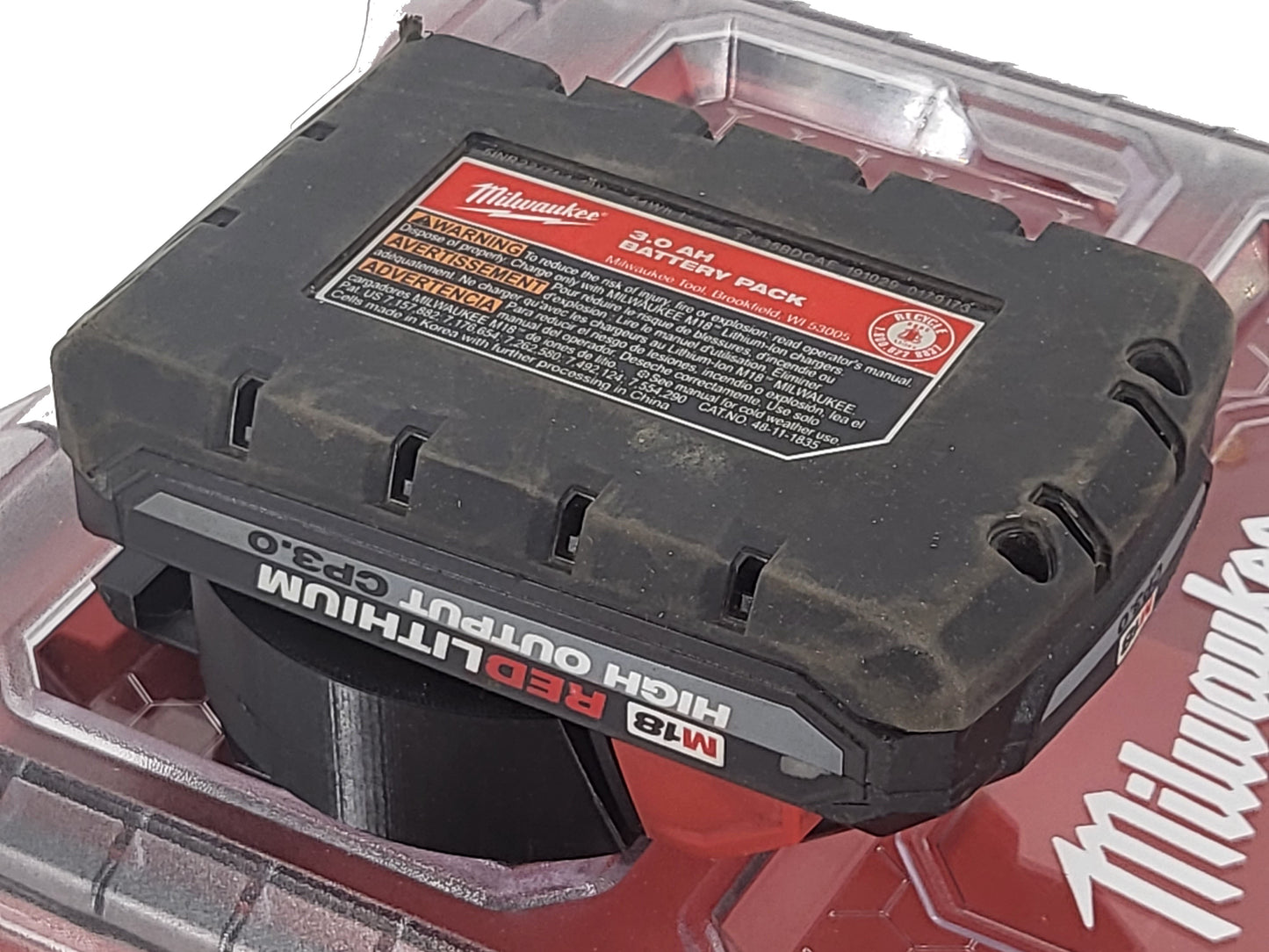 Milwaukee Packout Compatible M18 Battery Locking Mount Holder - Black