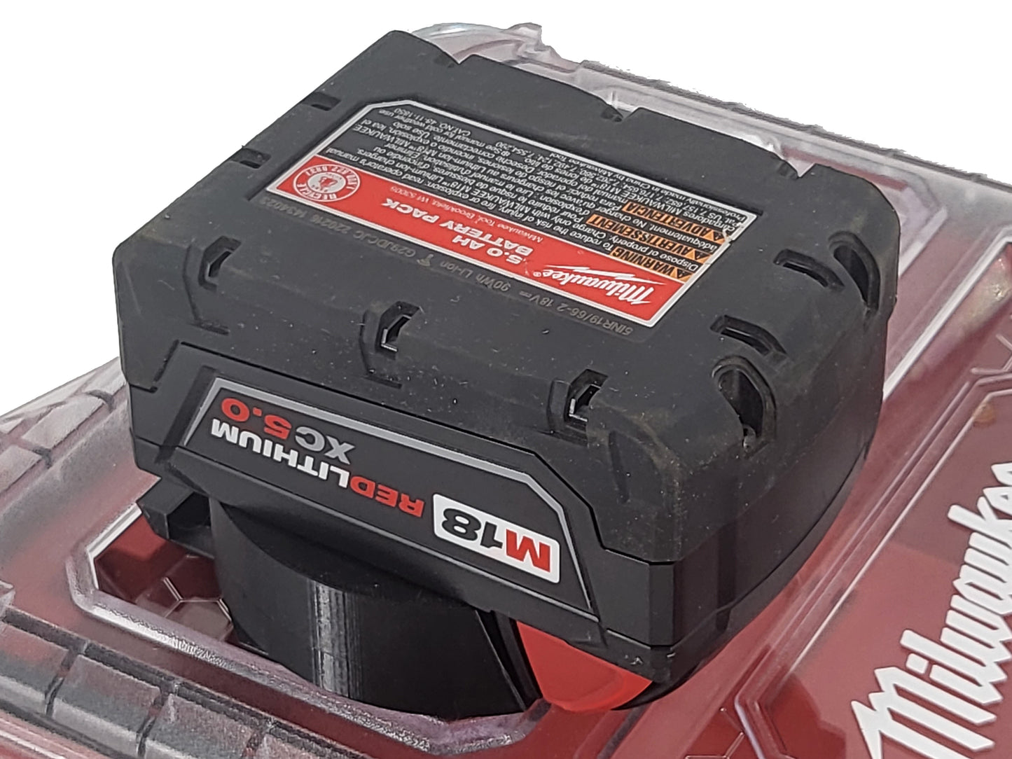 Milwaukee Packout Compatible M18 Battery Locking Mount Holder - Black