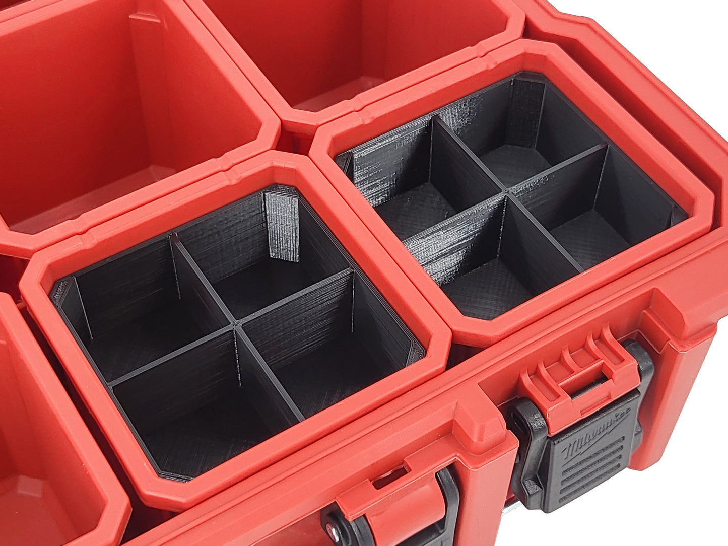 Milwaukee Jobsite Organizer Compatible 3rd Height Square Nesting Bins - Black