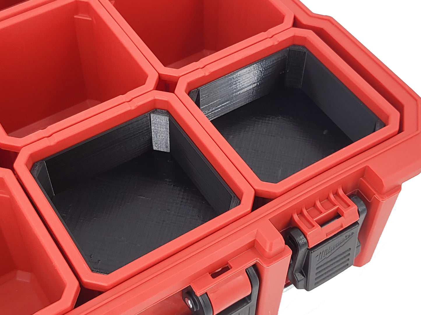 Milwaukee Jobsite Organizer Compatible 3rd Height Square Nesting Bins - Black