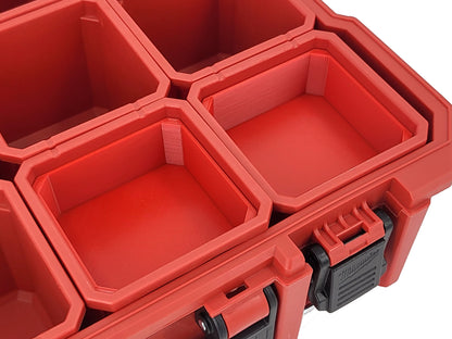 Milwaukee Jobsite Organizer Compatible 3rd Height Square Nesting Bins - Red