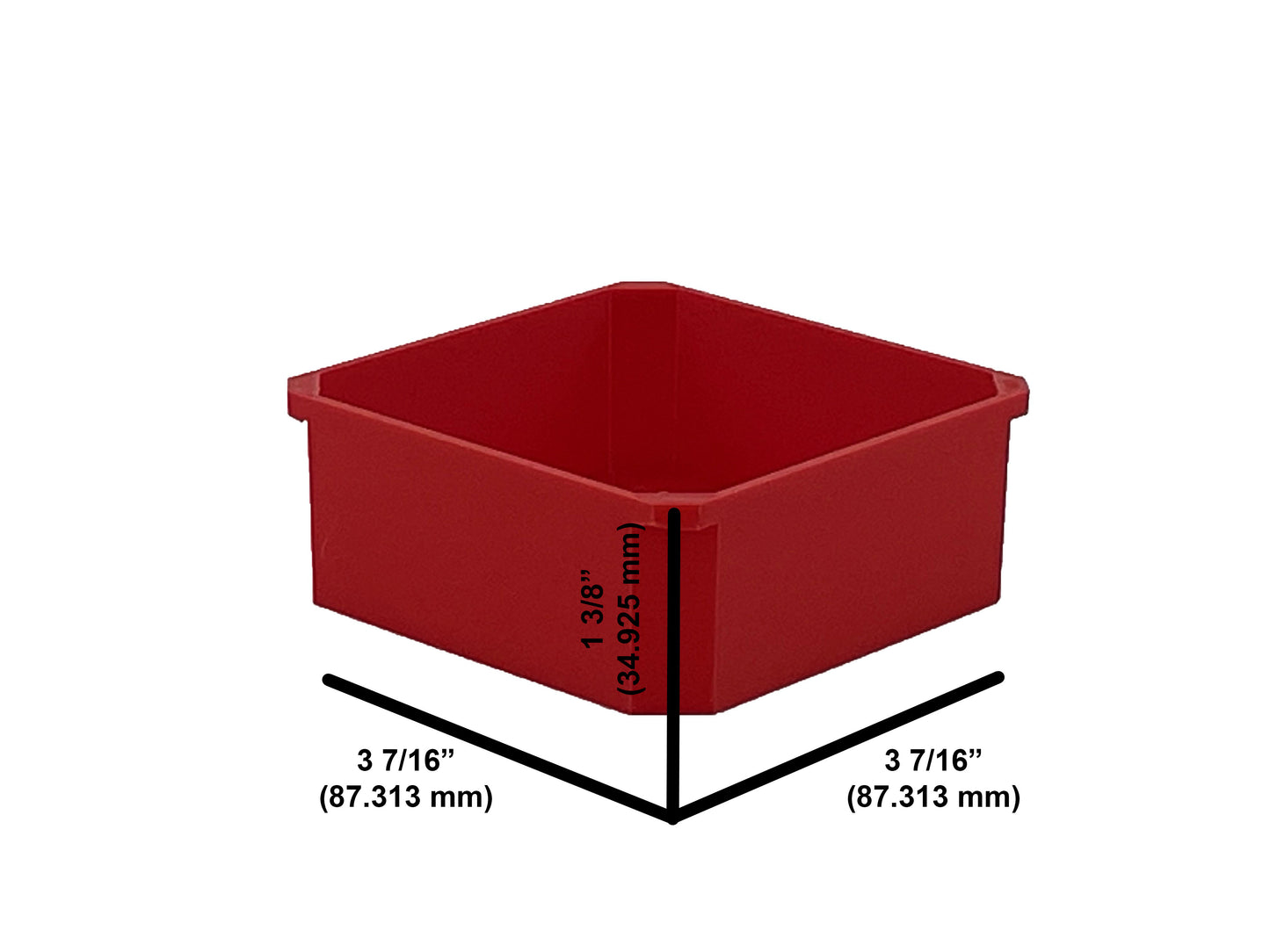 Milwaukee Jobsite Organizer Compatible 3rd Height Square Nesting Bins - Red