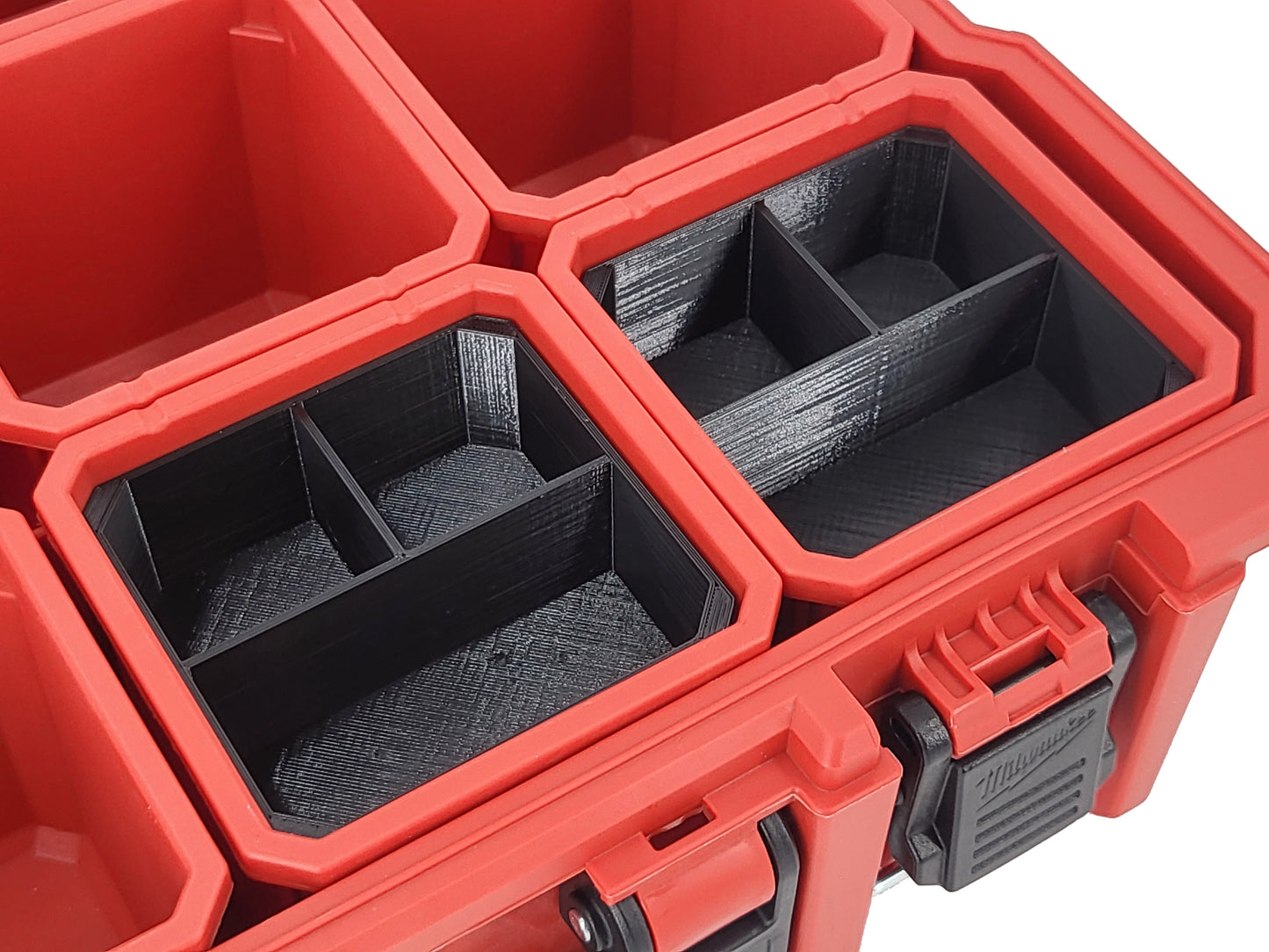 Milwaukee Jobsite Organizer Compatible 3rd Height Square Nesting Bins - Black