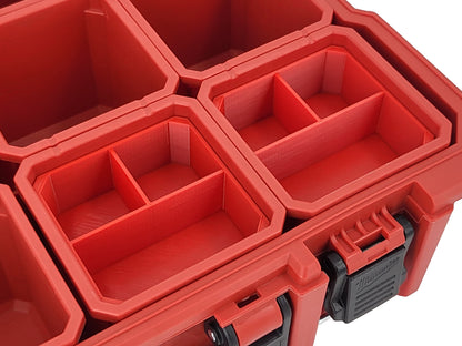 Milwaukee Jobsite Organizer Compatible 3rd Height Square Nesting Bins - Red