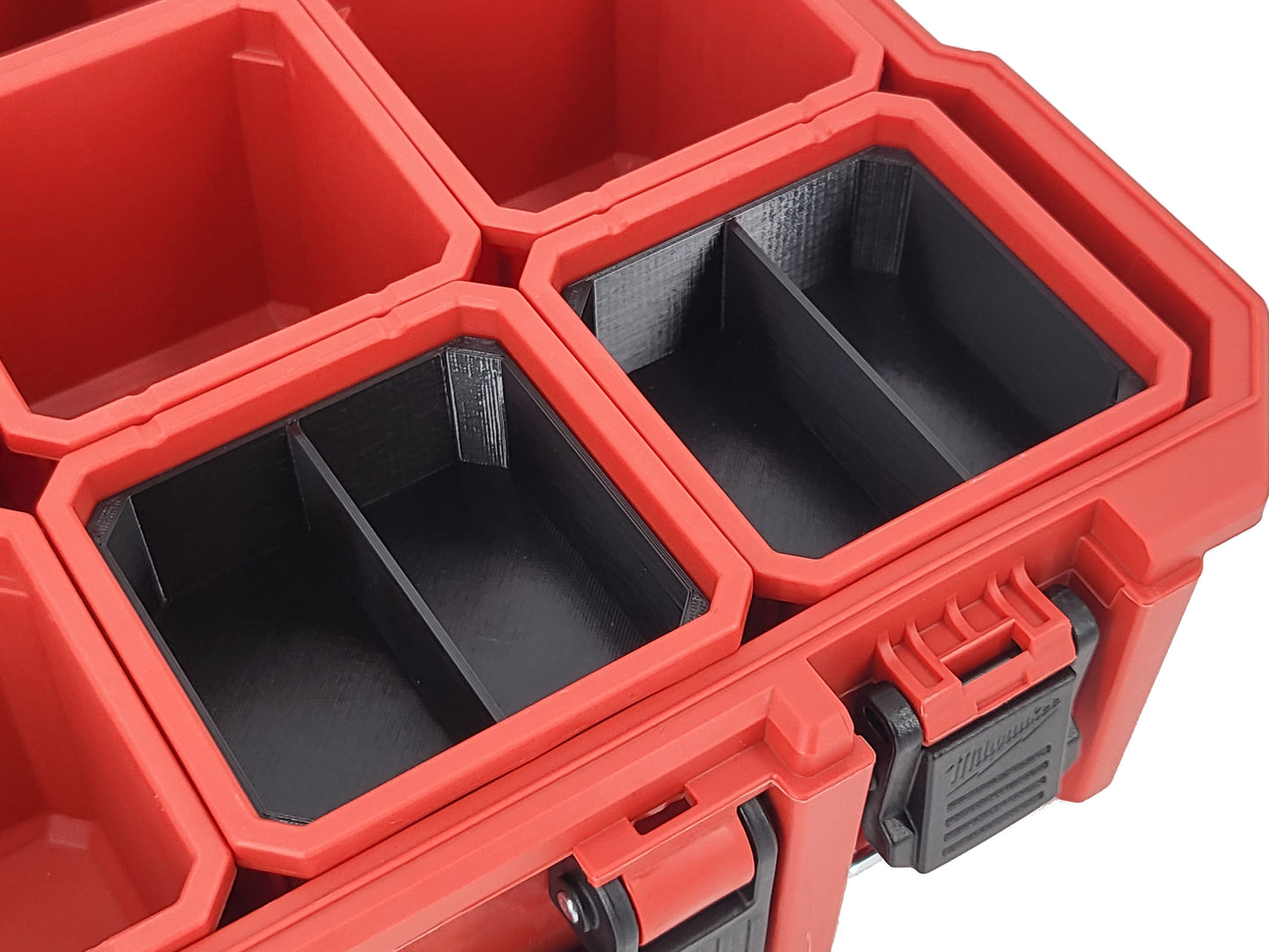 Milwaukee Jobsite Organizer Compatible 3rd Height Square Nesting Bins - Black