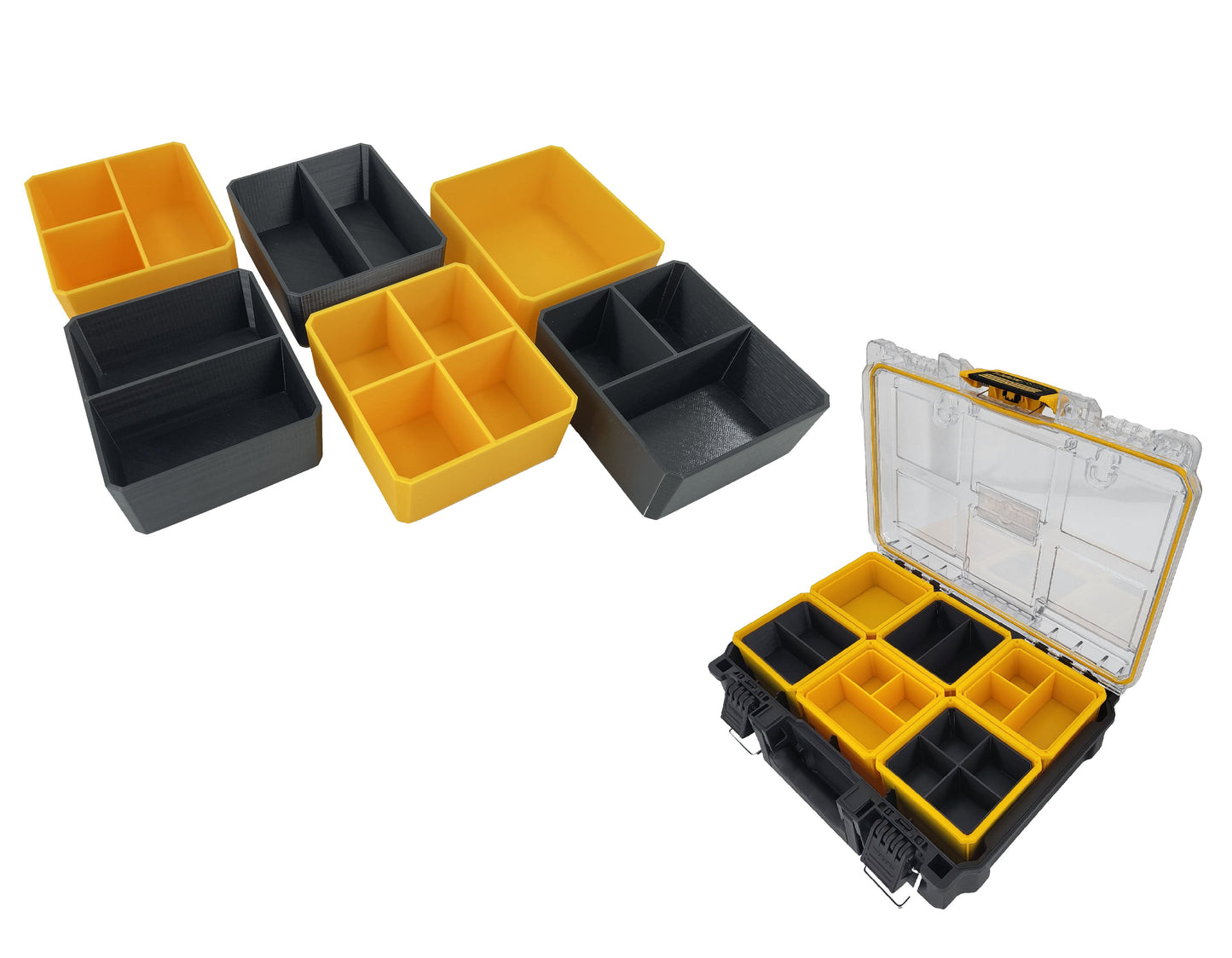 DeWalt ToughSystem 2.0 Deep Compact Organizer Compatible Small Nesting Bins - Yellow