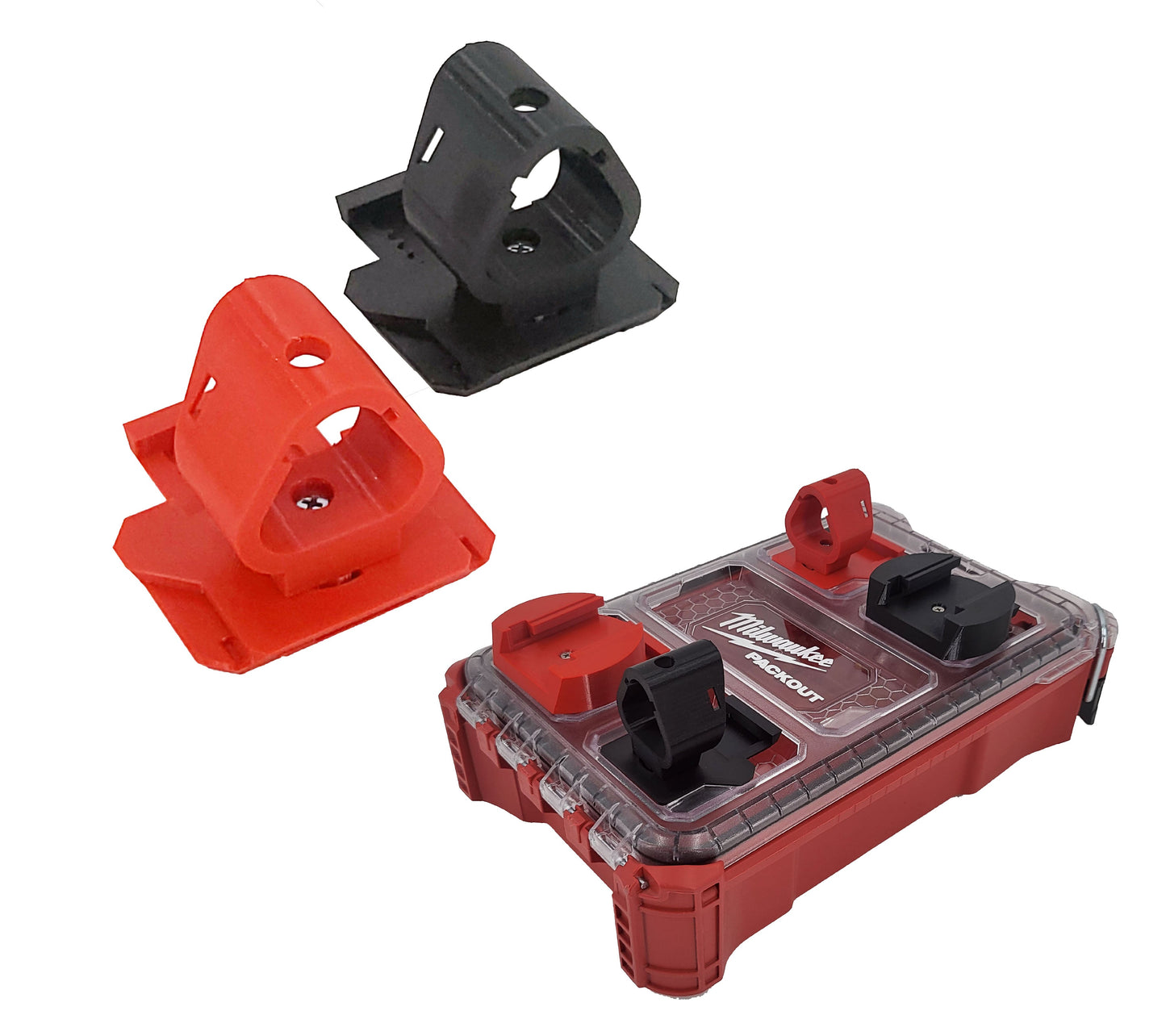 Milwaukee Packout Compatible M12 Battery Locking Mount Holder - Red