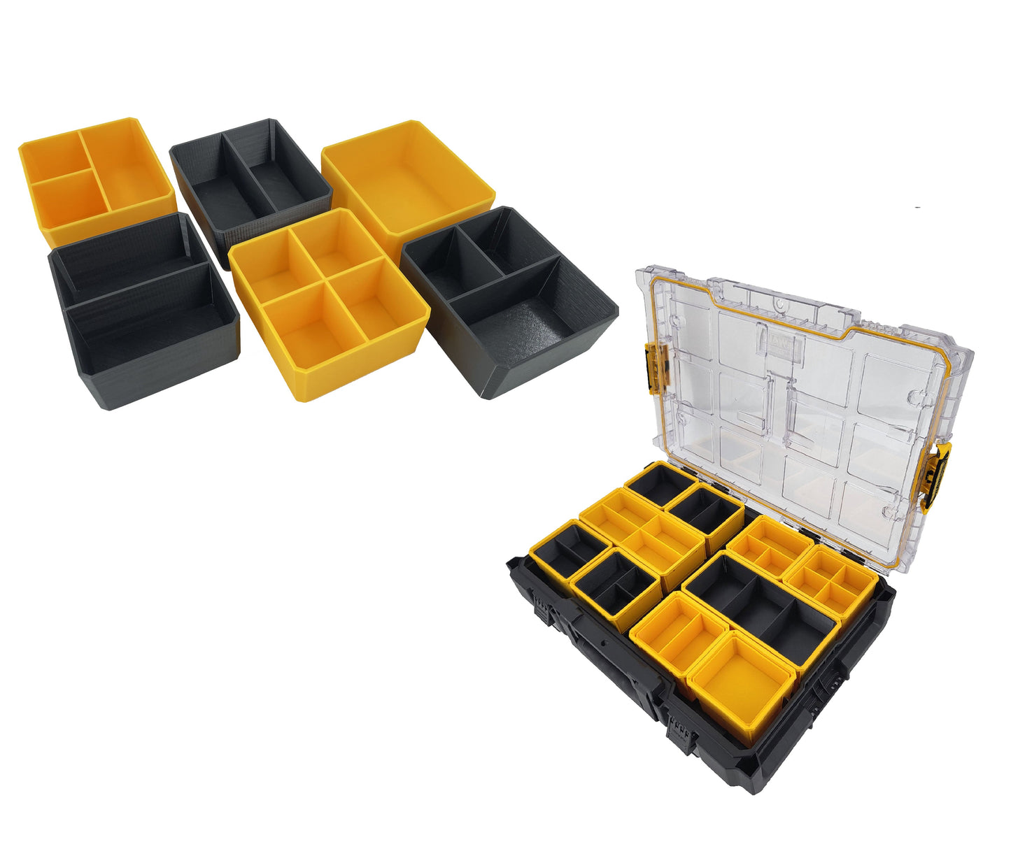 DeWalt ToughSystem 2.0 Full-Size Organizer Compatible Small Nesting Bins - Yellow