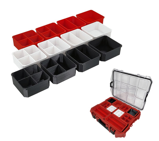 Milwaukee Jobsite Organizer Compatible 3rd Height Square Nesting Bins - Red