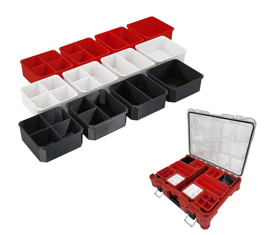 Milwaukee Packout Organizer Compatible 3rd Height Square Nesting Bins - Red