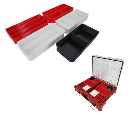 Milwaukee Packout Organizer Compatible 3rd Height Long Nesting Bins - Red