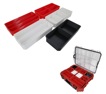 Milwaukee Jobsite Organizer Compatible 3rd Height Long Nesting Bins - Red