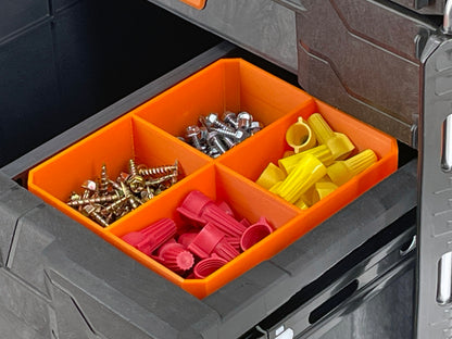 Ridgid 2.0 Pro Gear 2 Drawer Tool Organizer Box Compatible Medium Nesting Bins - Orange