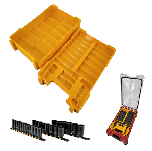 Milwaukee Packout Compact Organizer Compatible Dewalt 1/2" Metric Deep Impact Socket Tray Insert Set