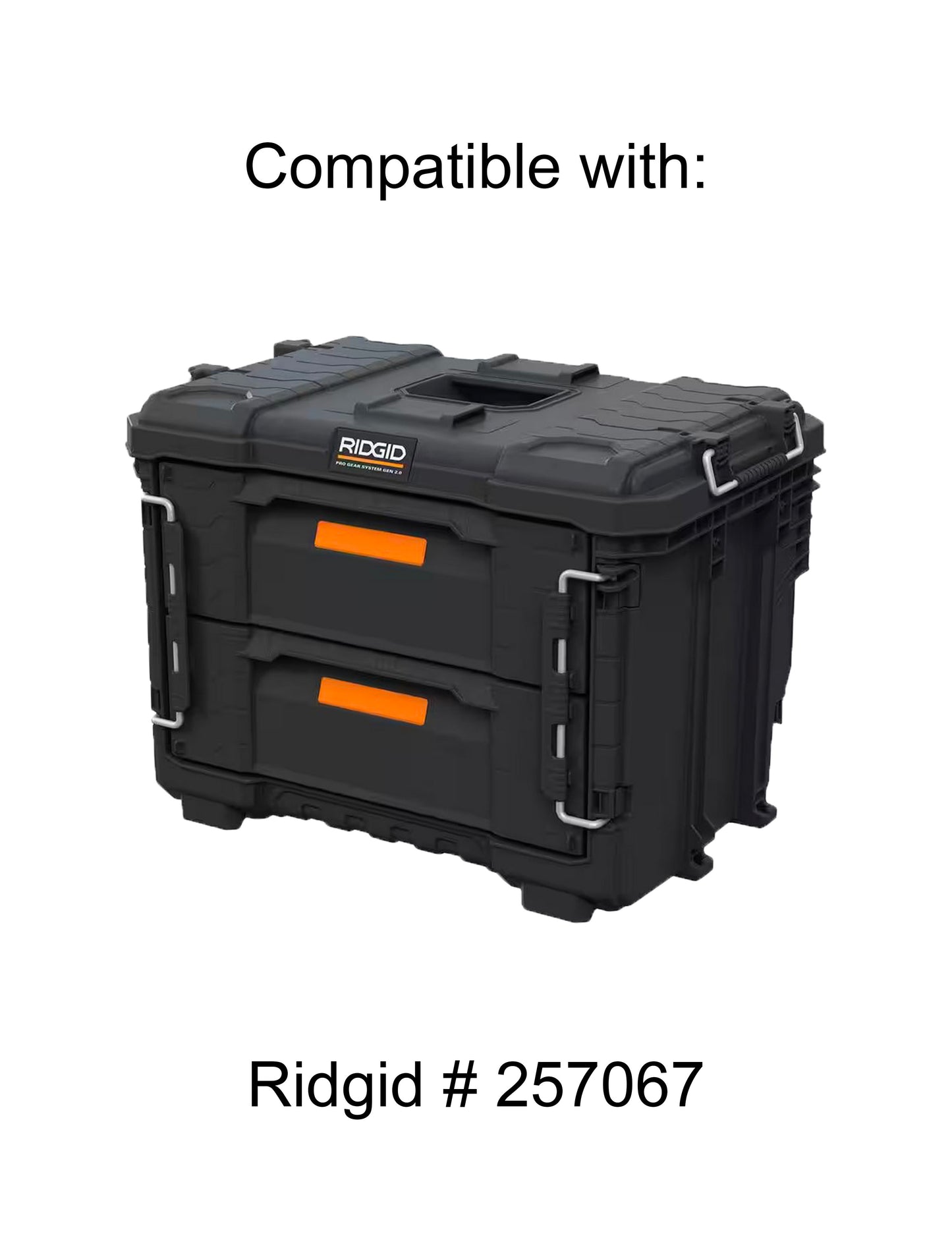 Ridgid 2.0 Pro Gear 2 Drawer Tool Organizer Box Compatible Medium Nesting Bins - Black