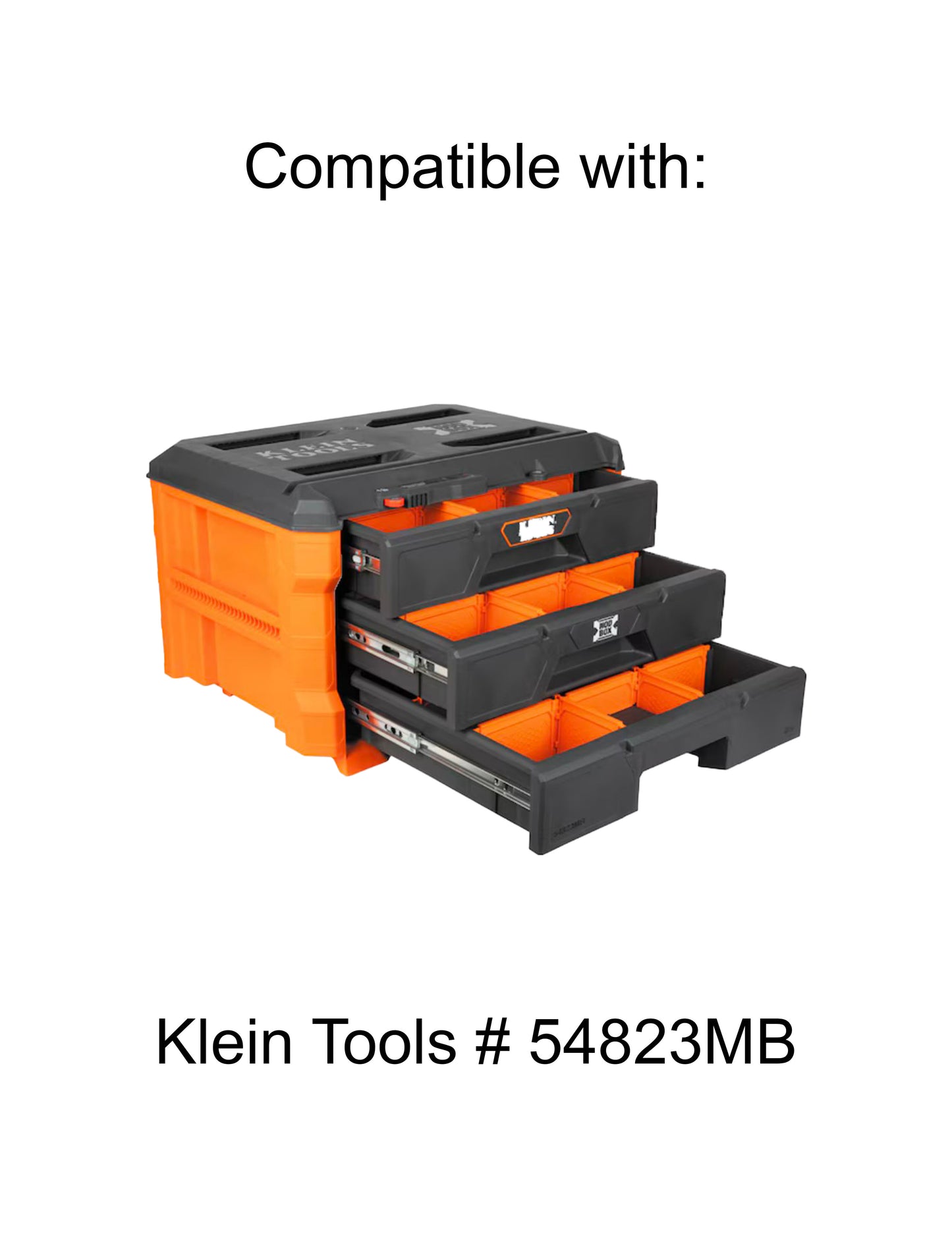 Klein Tools MODbox Three Drawer Toolbox Compatible Medium Nesting Bin - Orange