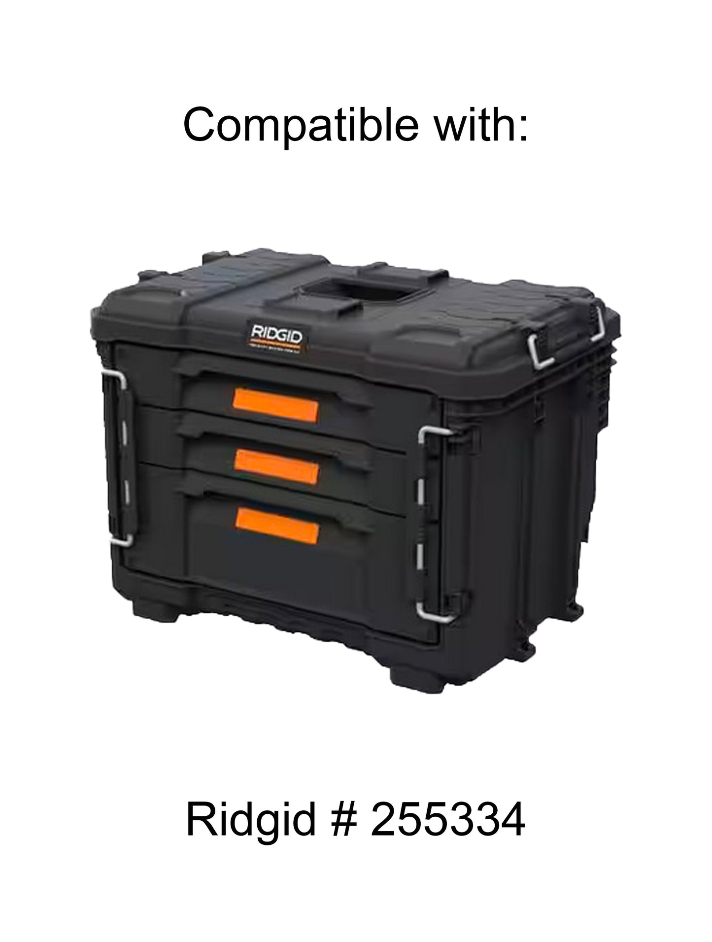 Ridgid 2.0 Pro Gear 3 Drawer Tool Organizer Box Compatible Small Nesting Bins - Black