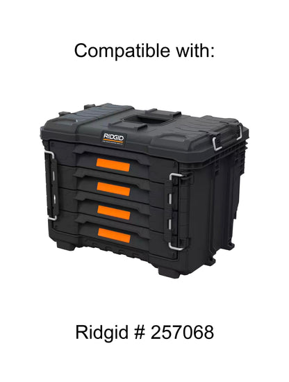 Ridgid 2.0 Pro Gear 4 Drawer Tool Organizer Box Compatible Small Nesting Bins - Black