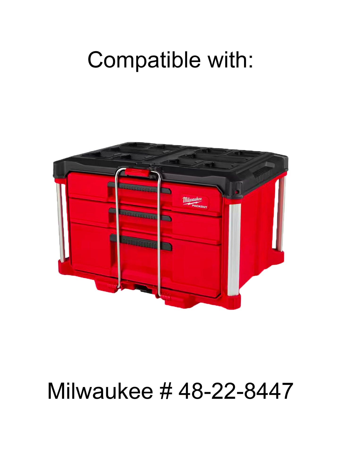 Milwaukee Packout Multi-Depth 3-Drawer (Upper) Tool Box Compatible Small Nesting Bins - Red